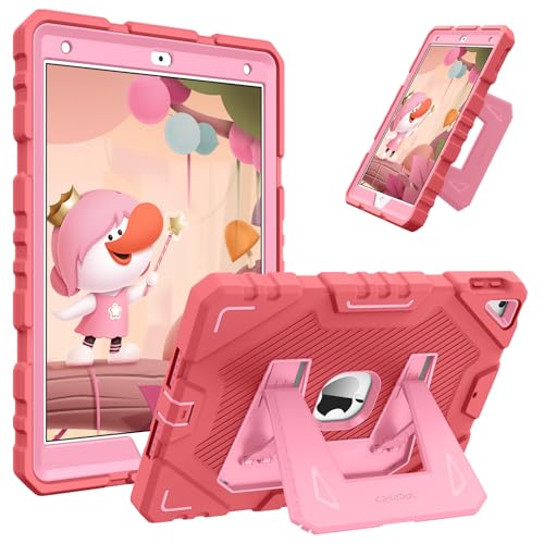 Fintie Case for iPad 9th Generation (2021) / 8th Generation (2020) / 7th Gen (2019) 10.2 Inch Fully-Body Rugged Heavy Duty Shockproof Protective Case with Built-in Kickstand for Kids Pink