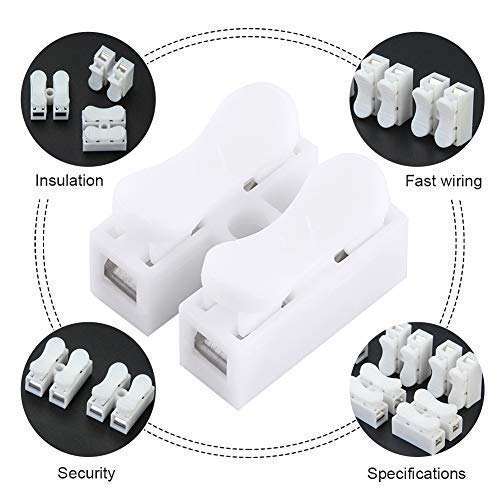 Miniatura 4 de 100 conectores de alambre de resorte, 10A 220 V 2 Pin Push Quick Wire Cable Conector Terminal de cableado blanco