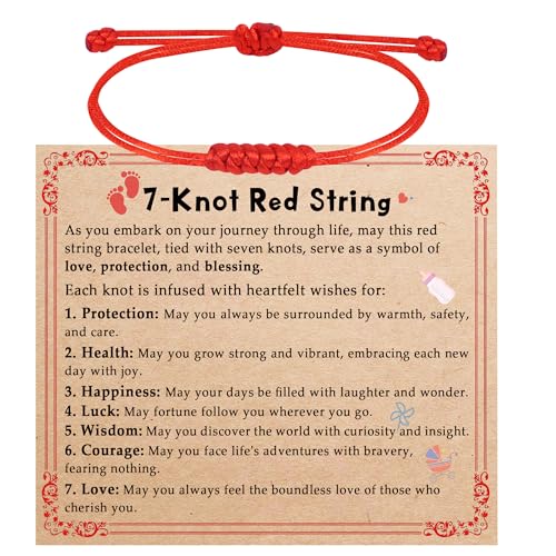 DAYANEY Red Baby Bracelet as Baby Shower Gifts 7 Knot Red Toddler Bracelet