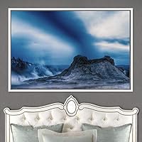 Framed Canvas Wall Art Cloudy Skies Aerial Astronomy & Space Dramatic Global Green Photography Realism Stars - 16x24 inches