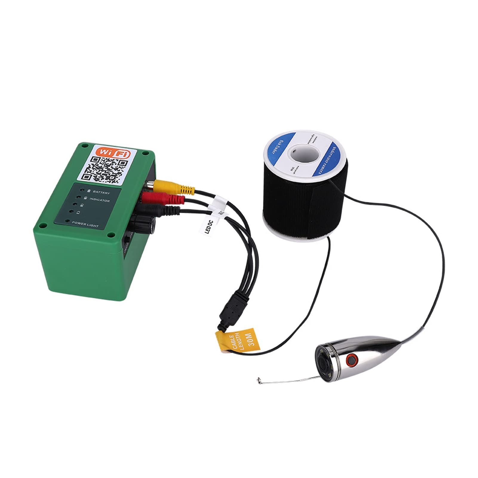 Buscador de Peces, 7" HD Cámara de Pesca con WiFi inalámbrica 15m bajo el Agua for iOS Androide App Soporta grabación Video y Toma Foto, 100. 0tvl