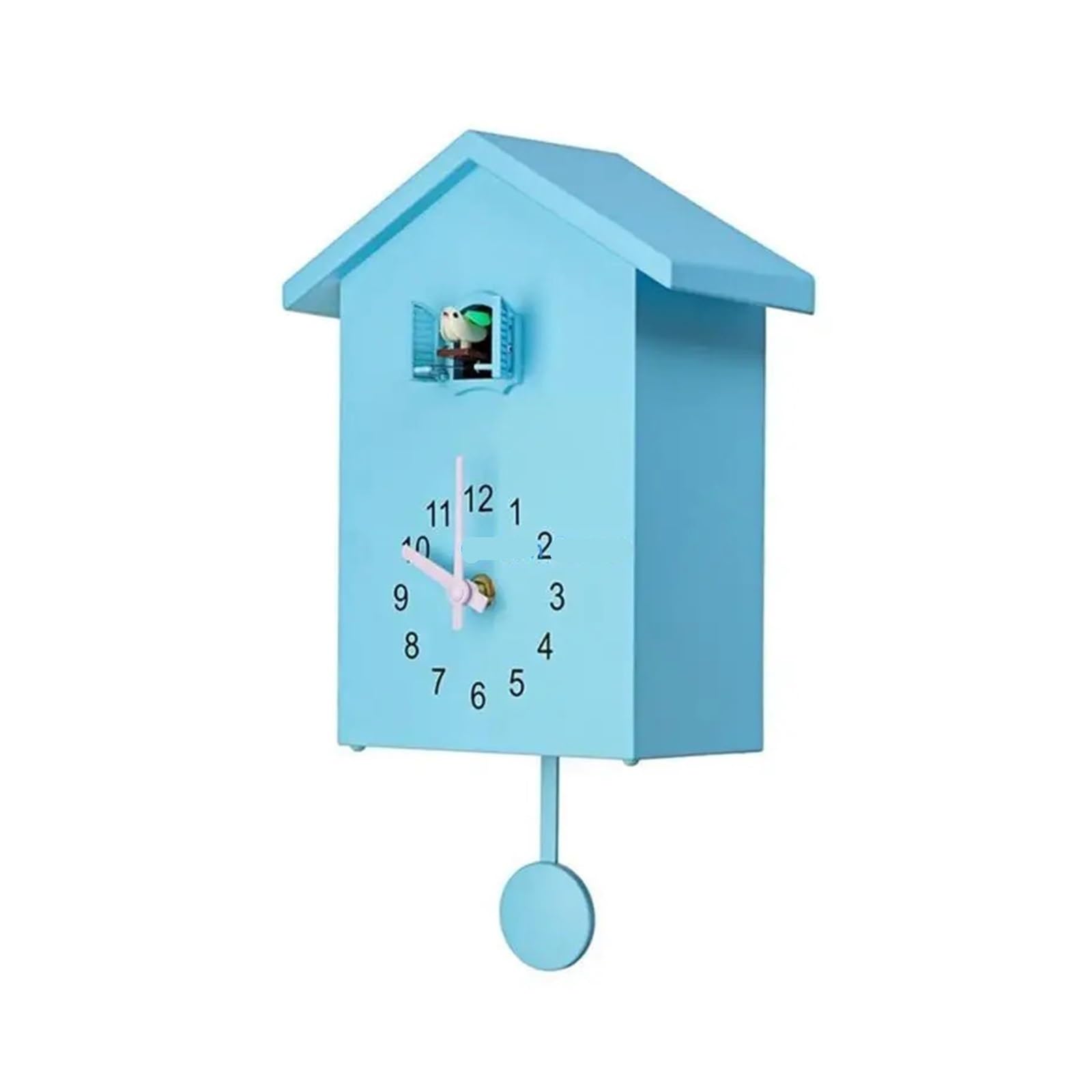 GOXQIT Cuckoo Wall Clock Birds Sounds Pendulum Desktop For Living Room(Blue)