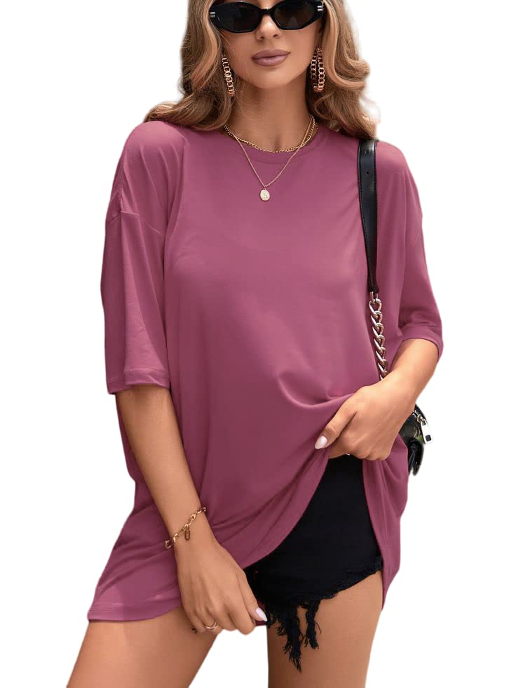 Cotton Oversized Tshirt for Womens Down Shoulder Loose fit t-Shirt Women Baggy Style Oversize t-Short (Sizes Xs to 4XL)-image-14