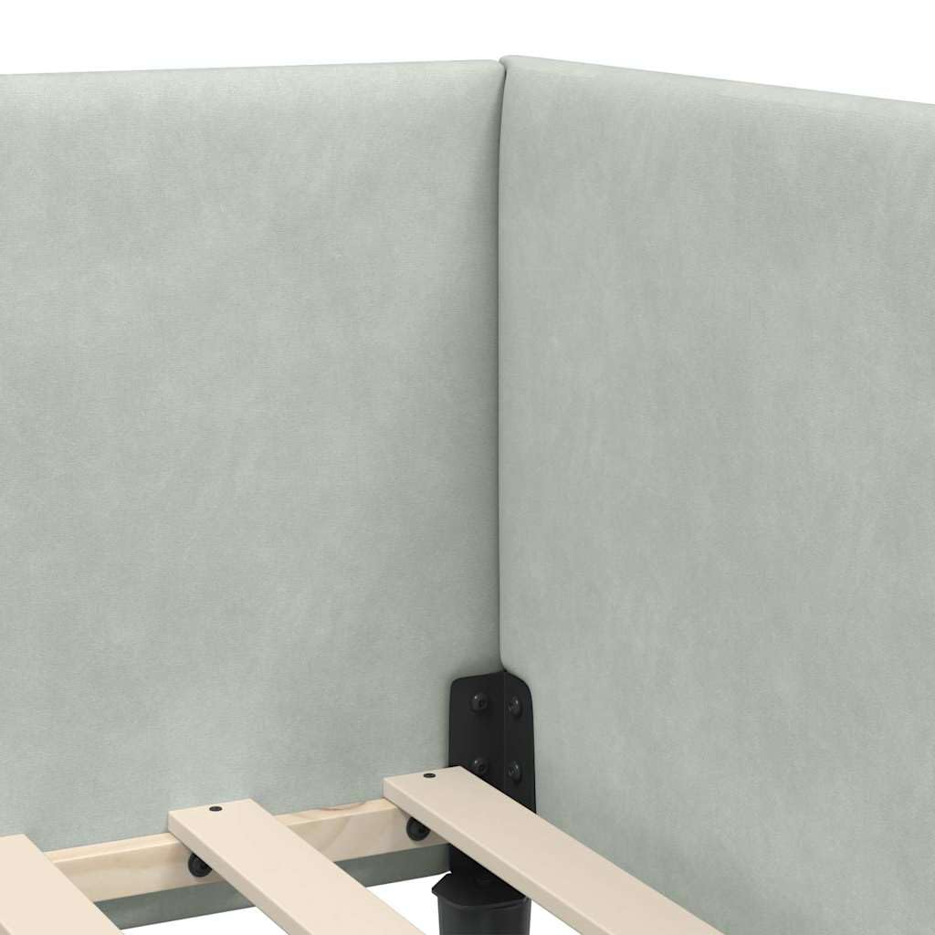 vidaXL Rama łóżka narożnego Jasnoszary 90 cm x 200 cm Aksamit