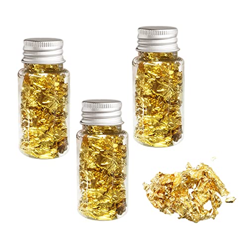 PFLYPF 3 botellas de papel de aluminio dorado, papel de aluminio dorado, lámina decorativa multiusos para decoración de postres, pasteles, chocolates, cócteles