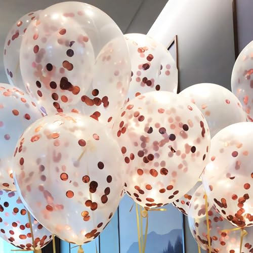 Image of Rozi Decoration Confetti Metallic Latex Balloon Theme Party Birthday Celebration Wedding Decor Balloons for Home, Lawn, Restaurants (Set of 10 - Rose Gold) (Pack of 2)