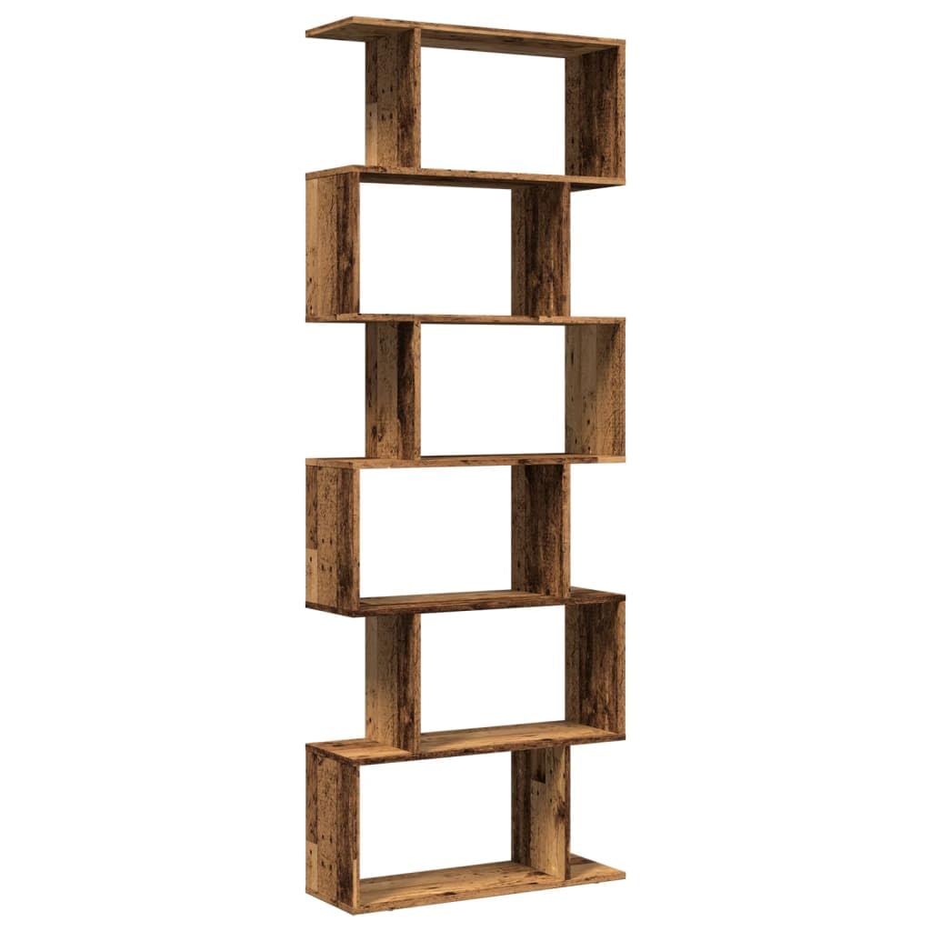 Raumteiler Bücherregal 6 Etagen Altholz-Optik 70x24x193 cm