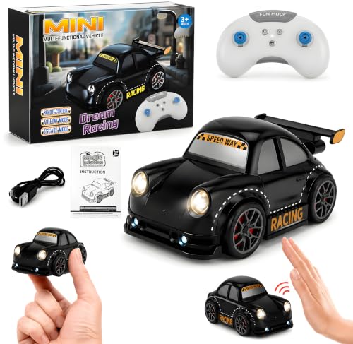 Image of Cable World 360 RC Drift Car for Kids with Remote Control, Automatic One-Click Drift, Follow Mode, Escape Mode, LED Lights & Sound, Rechargeable Racing, Sensor Control Toy Car for Kids - Black