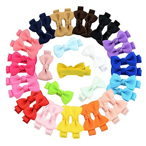 Hair Bow Clips Barrettes Princess's Hair Accessories for Baby Girl Toddlers Teens Kids Womens (20 Colors/40Pcs)