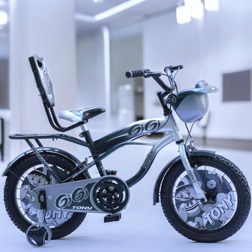 Image of TONY Cycle Sports Gigi 14T BMX Bicycle | Single Speed Kids' Bike with Training Wheels | Ideal for Boys & Girls Ages 3 to 5 Years | Durable Sea Design for Safe and Fun Riding Experience (Silver)