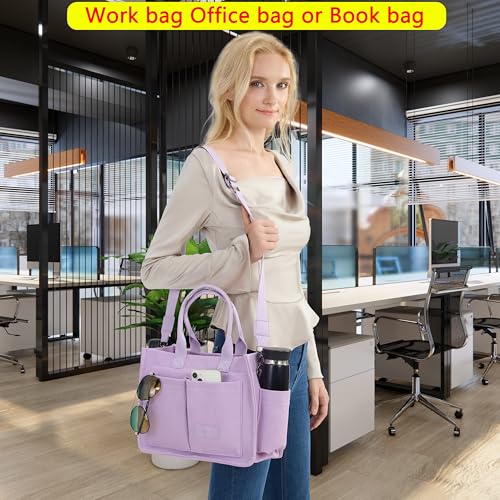 Image of ZHMO Canvas Tote Bag for Women,Women's Bags Crossbody Bags Work Laptop Tote Bag Large Handbags Purse for Travel Nurse Teacher