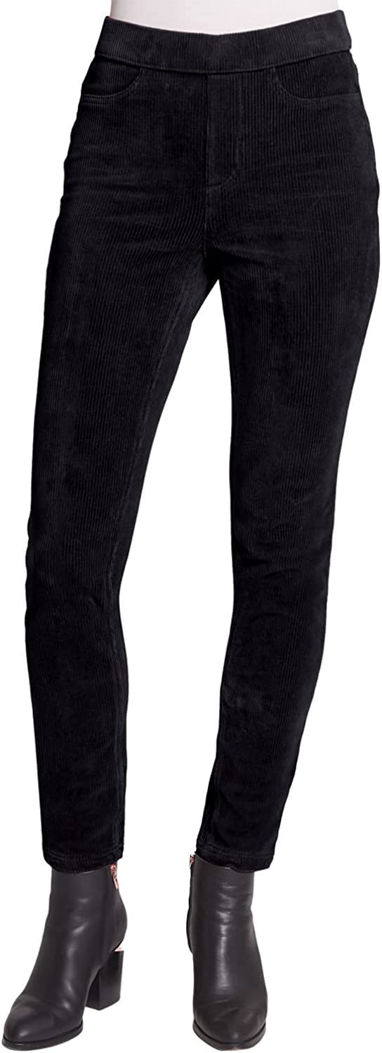 Gloria Vanderbilt Womens Corduroy Skinny Leg Mid Rise Pants Black X-Large