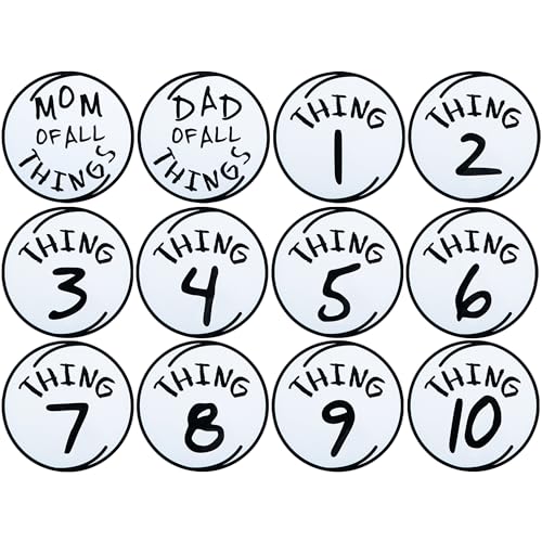 Iceyyyy 12 Pcs Thing Iron On Printed Patch 7.9 Inch Dad Mom 1-10 Thing Theme Patches Large Things Costume Patch for Shirt Jeans Jerseys Bags Backack DIY Accessories