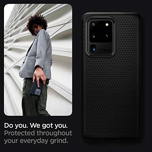 Image of Spigen for Galaxy S20 Ultra Case, Liquid Air [No Magnet Ring] [Military-Grade Protection] - Matte Black