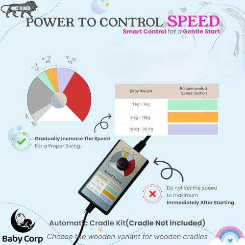Image of Automatic Cradle Kit Stainless Steel for Baby Jhula Electric Swing Motor for Ghodiyu Palna | Adjustable Speed Control | 20KG Load | Shock Proof (Cradle Not Included) Made in India (Blue)