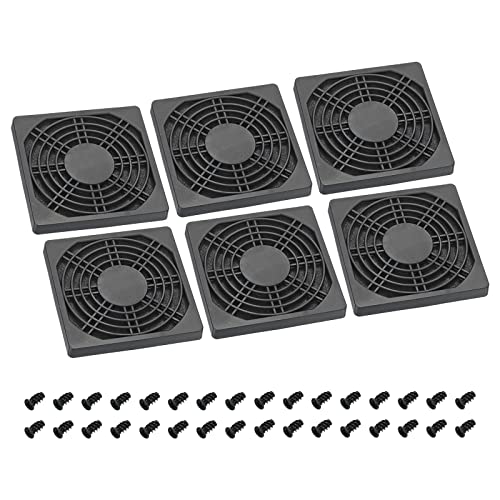 PATIKIL 92mm Cooling Fan Filter with Screw, 6 Pack ABS Ventilator Grill Protector Guard for Fan Protective Cover DIY Black