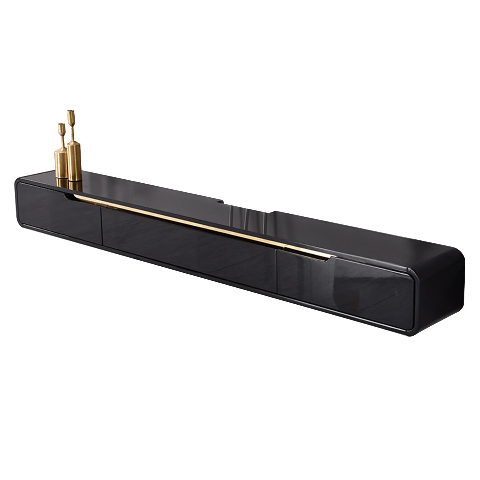Schwimmende TV-Konsole, Wandhalterung, Media-Entertainment-Center mit Schubladen und Gaming-Aufbewahrung, Wandmontage, TV-Ständer, Regal, Schrank für Zuhause, Schwarz, 180 cm