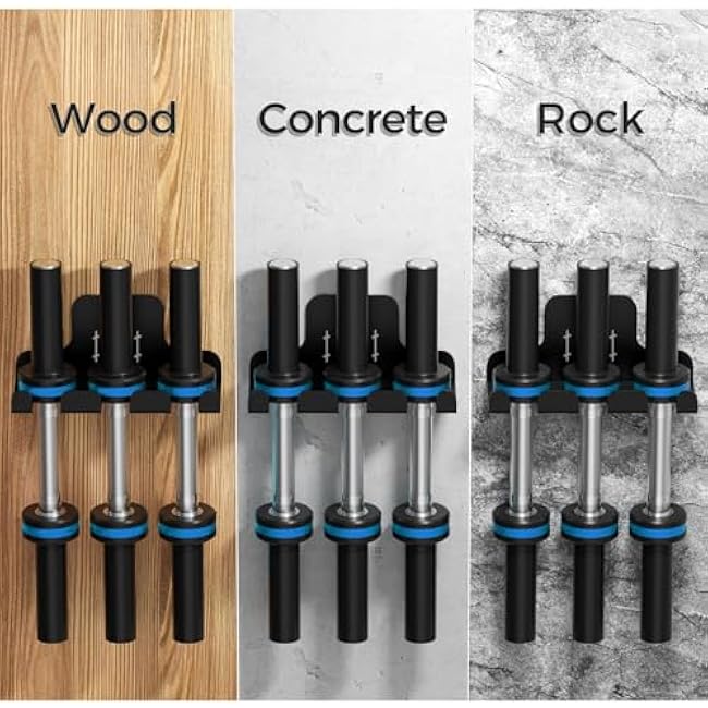 Barbell Wall Holder,Olympic Hanger,Garage Gym Bar Wall Rack,Vertical Barbell Mount Rack,Space Saving Commercial or Home Gym Accessory,Holds Under 33mm Bar Size(Black)