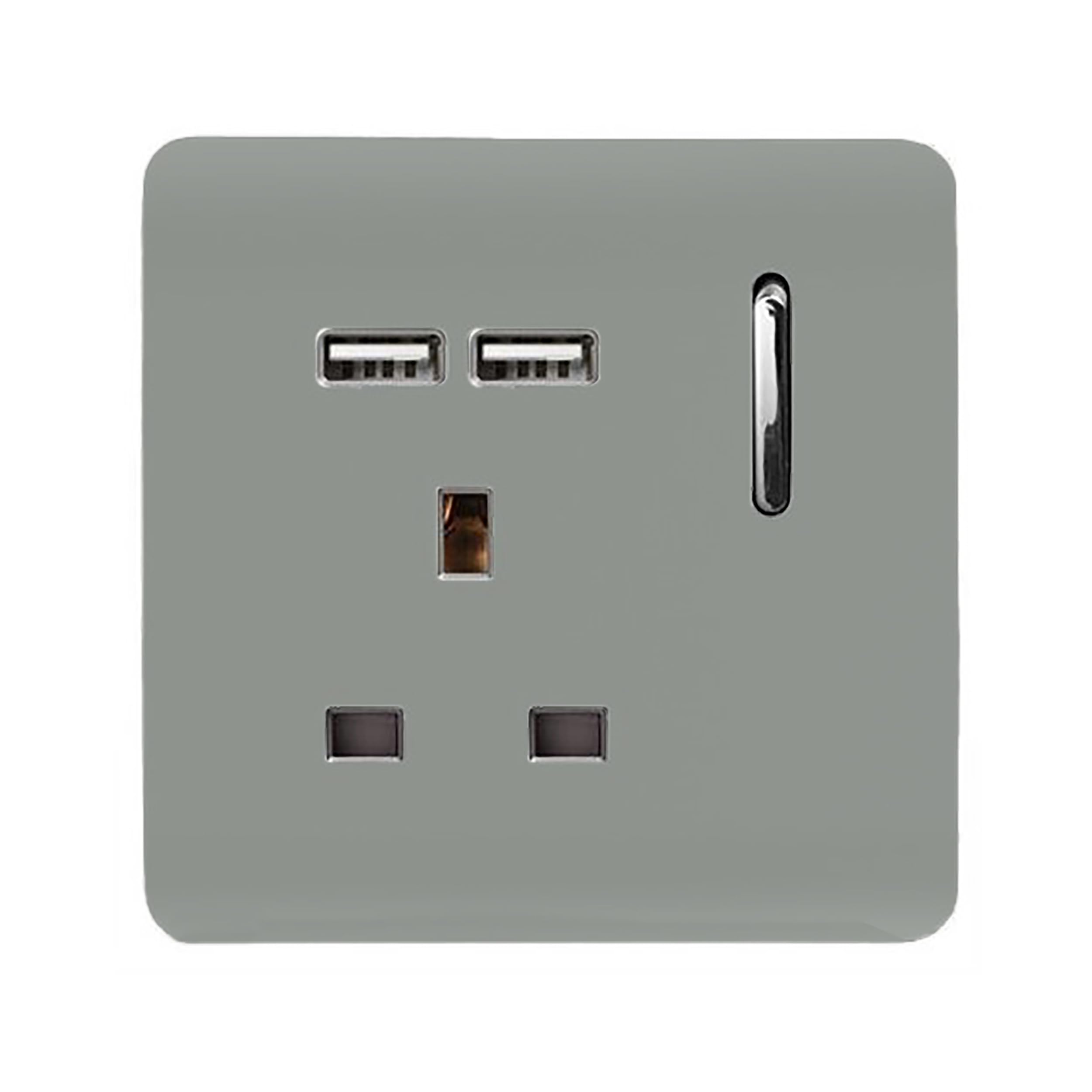 Trendi Switch 1 Gang USB Plug Socket Silver