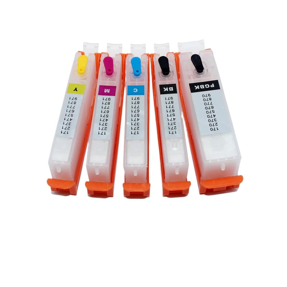 PGI-570 and CLI-571 Compatible Ink Cartridges for MG5750 MG5751 MG5752 MG5753 MG6850 MG6851 MG6852 MG6853 MG7750 MG7751 MG7752 Printers(5C with Syringe)
