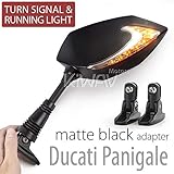KiWAV Lucifer Motorcycle Two-Tone LED Rear View Mirrors Fairing Mount Black compatible for Ducati...