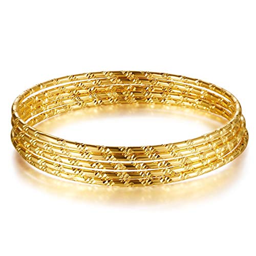 Pulseras chapadas en oro de 24 K Sweetiee, con diseño diagonal, color dorado, 190 mm