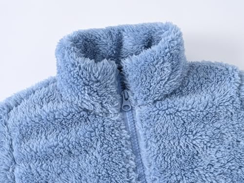 Girl's Sherpa Fleece Lined Jacket - Loose Casual Warm Outwear, Fall Winter Clothes, Cute Outfits 1-11 Years4