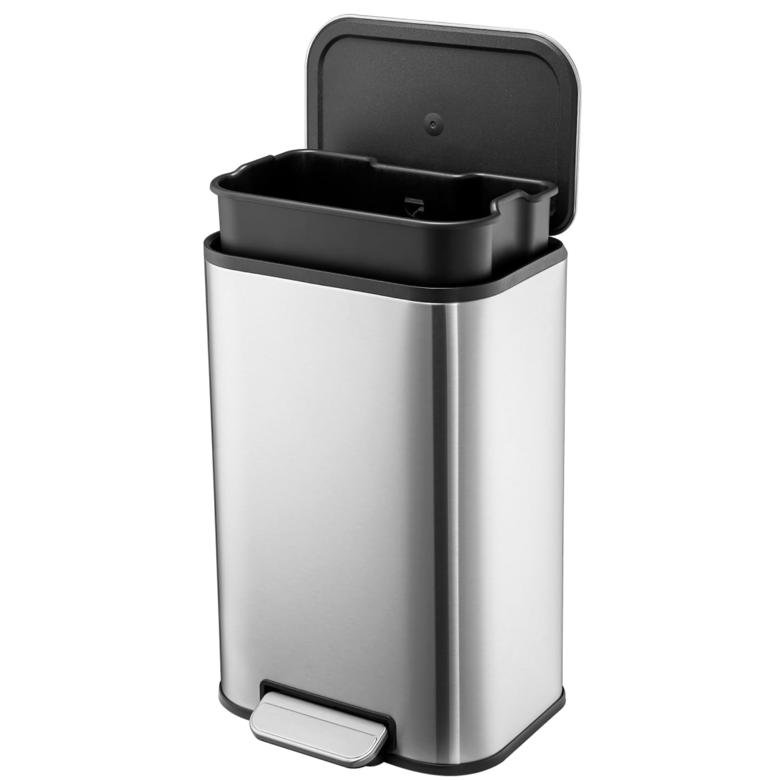 GarveeHome 8 gal Stainless Steel Kitchen Trash Can 30 L Garbage Can Step On Rectangular Trash Can with
