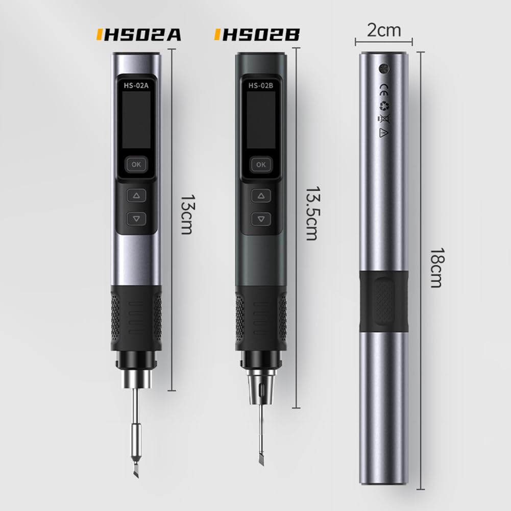 Kit de fer à souder portable FNIRSI HS-02 100 W avec chauffage rapide et contrôle précis de la température, station d'affichage de 2,4 cm pour réparation électronique (6 pointes de fer à souder)
