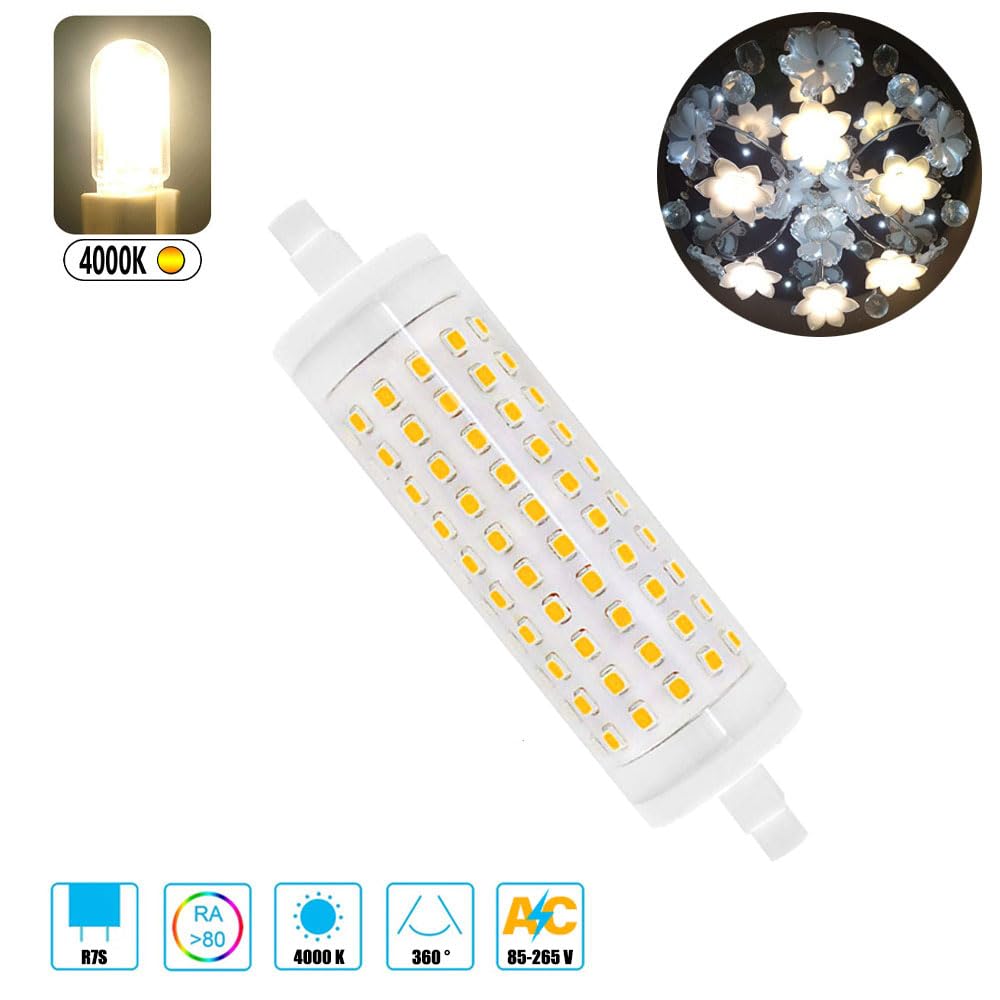 15W 1500LM R7S J118 Bombillas LED de cuerpo de cerámica AC 85-265V R7S Base 150W Bombilla halógena de tungsteno Bombillas de repuesto para iluminación de taller Lámparas de pie (paquete de 10)