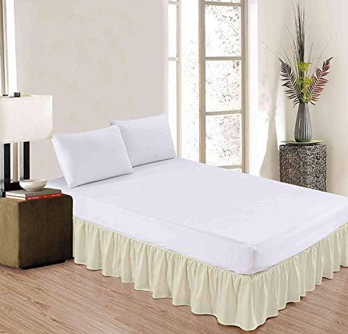 Cotton Magneto 800-Thread Count 100% Organic Cotton Super Soft 1-Piece Dust Ruffle Solid Bed Skirt 12" inch Drop Length (Queen,Ivory)
