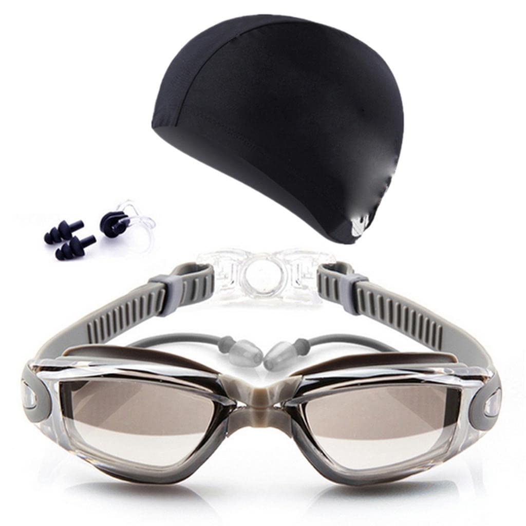 DFrywdgSEY swimming goggles, Swimming Goggles Diving Eyewear Caps Earplugs Nose Clip Set Surfing Waterproof anti-fog UV Protection
