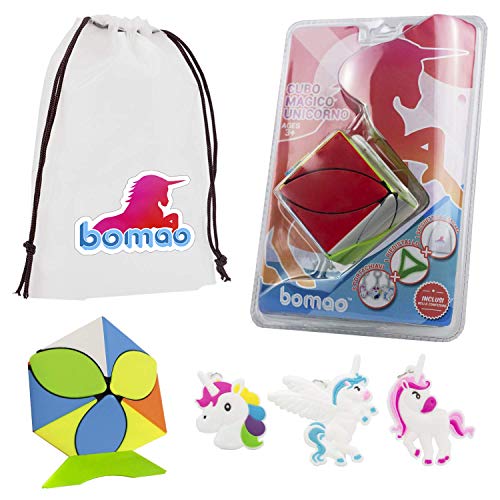 Juego de 7 Piezas Magic Cube Unicorn 3 Llavero Bolsa Pegatina Juego de Pedestal Juguete Rompecabezas