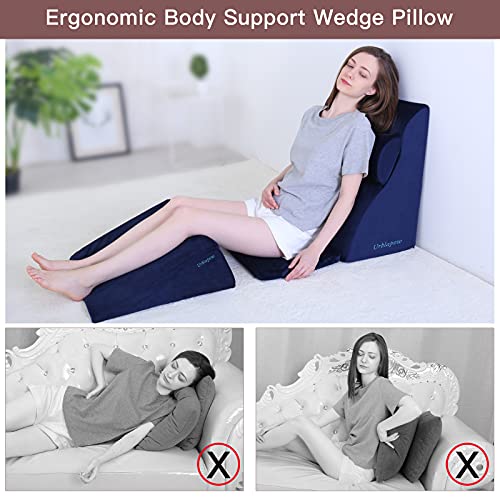 Urblapow Up-Ⅲ Wedge Pillow - Bed Wedge Pillow，Post Surgery Foam Pillow For Back, Neck And Leg Pain Relief， For Back And Legs Support，Reading Pillow ，Helps With Acid Reflux ，Blue #TOP1