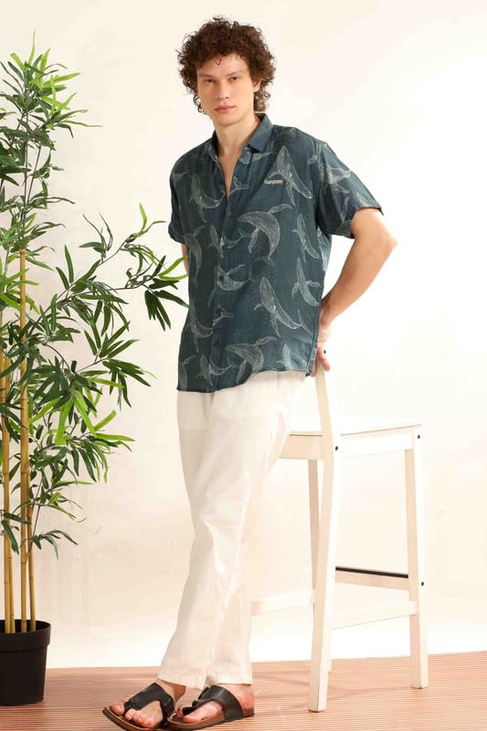 Image of BE ACTIVE Men's Printed Motif Half Sleeve Shirt || Printed Perfection || Breathable Comfort || Casual Sophistication
