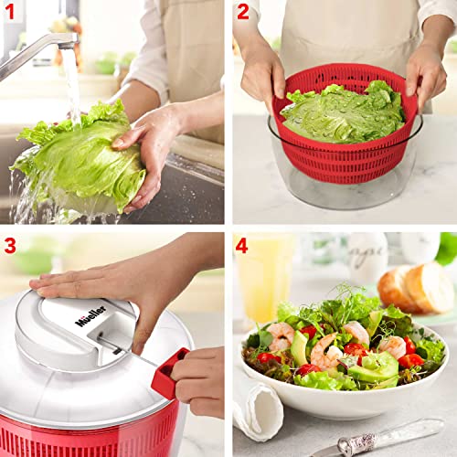 Mueller Salad Spinner With Quickchop Pull Chopper, Vegetable Washer With Bowl, Anti-Wobble Tech, Lockable Colander Basket And Lid With Pull Cord - Lettuce Washer And Dryer #TOP2