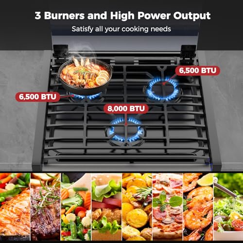 CAMPLUX Classic RV Propane Range 17 Inches, Propane Range Oven with 3 Burners Cooktop for RV, RV Propane Stove Oven Combo 28,100 BTU/Hr, Stainless Steel RGS17MSF - Image 4