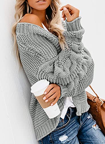 Image of Dokotoo Womens Open Front Long Sleeve Chunky Knit Cardigan Sweaters Loose Outwear Coat