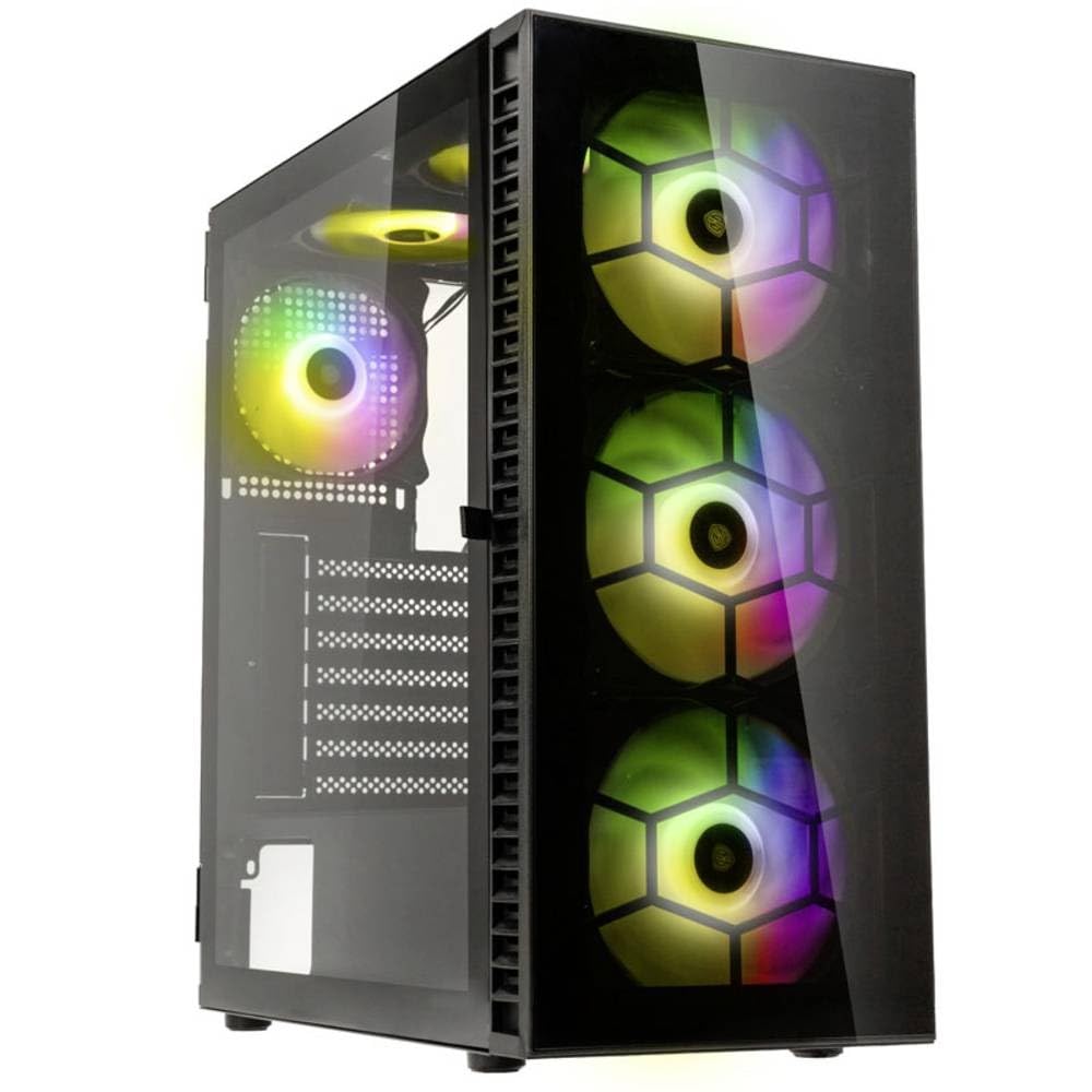 Kolink Black Observatory Hf Glass Argb Midi-Tower - Schwarz