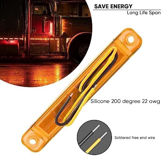 APSMOTIV 12V LED Clearance Lights Amber Color for Trucks Trailer RV Universal Fitment Outline Clearance Marker Light Set of 10 Pieces - Image 3 thumbnail