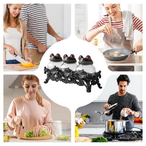 Frascos de vidrio para condimentos y bote de azúcar gótico para gabinete de cocina o apartamento 4