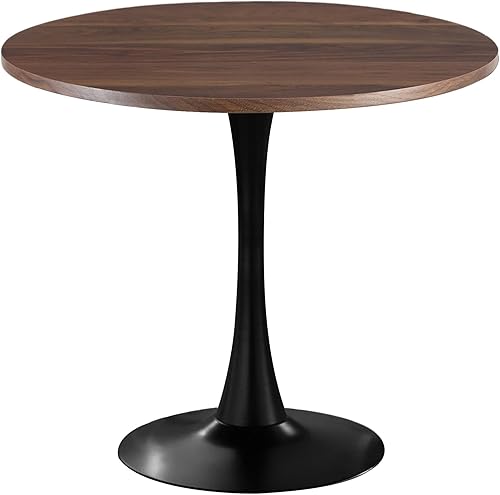 Miniatura 14 de Mesa de comedor redonda de 42 pulgadas, mesa de tulipanes de mediados de siglo con base de pedestal de metal, mesa de ocio moderna para espacios