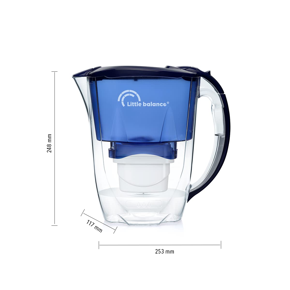 LITTLE BALANCE 8640 Jarra filtrante Oceano + 12 cartuchos filtrantes, Reduce microplásticos, cloro, cal y otras impurezas, 2,8 l, Flujo ultrarrápido rápido, Plástico sin BPA, Azul