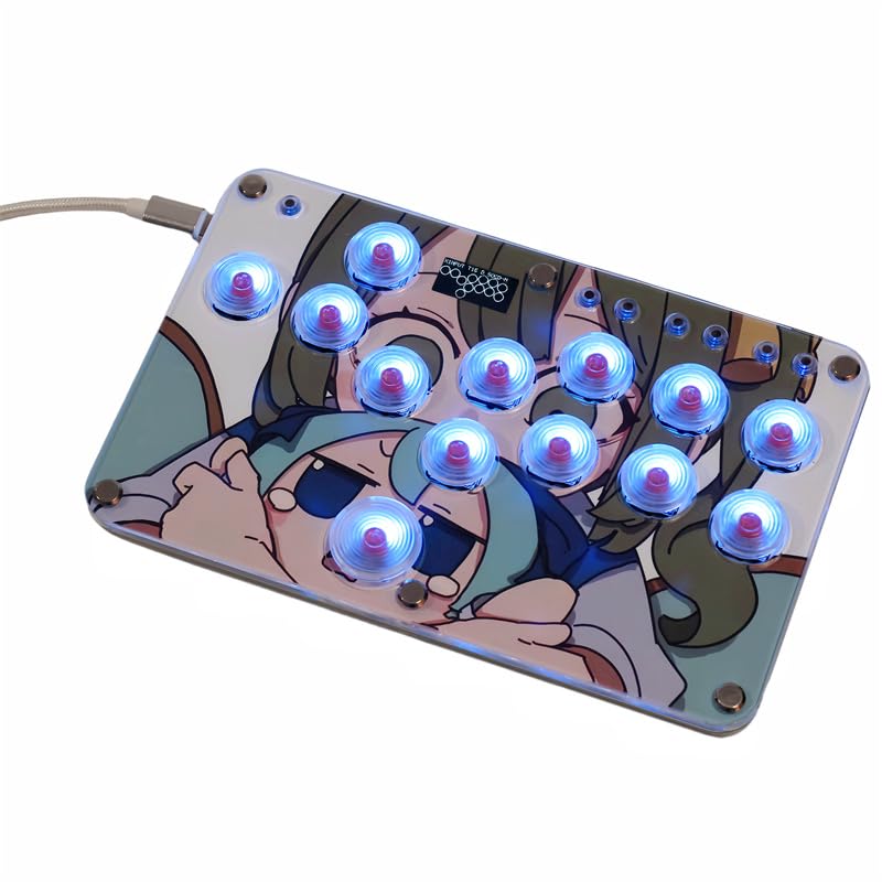 XIAO SHI MIN STORY Mini Arcade Stick 13 Keys All-Buttons Gaming Controller, Arcade Controller Street Fight for PC/Ps3/Ps4/Switch/Steam Game Keyboard-Supports Hot Swap & SOCD, Gamepad No Delay