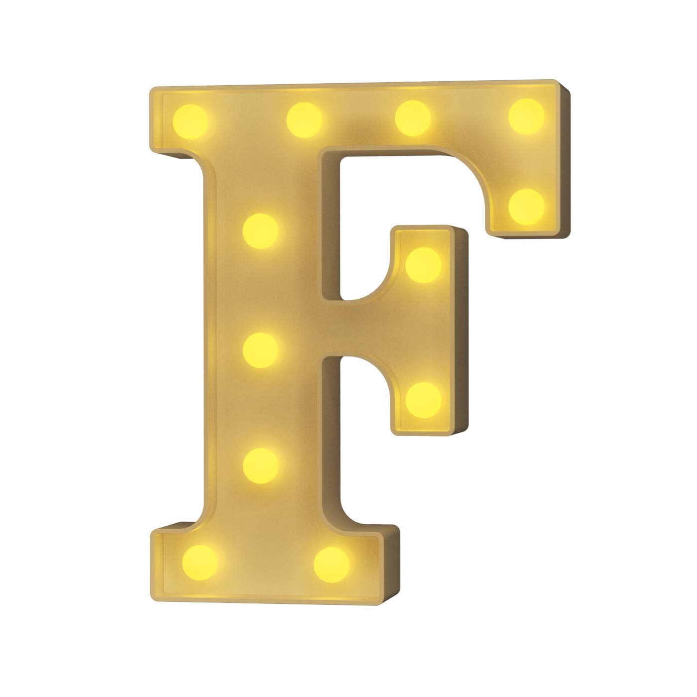 Youzone LED Marquee Letters Plastic LED Letter Lights Alphabet Light Up Sign Decoration Letters A - Z Symbol & (A) letter-F
