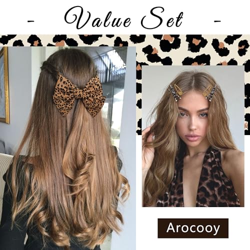 Set de 5 pinzas para cabello con moño y diseño leopardo miniatura 2
