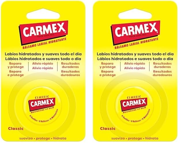 Carmex Bálsamo Labial SPF 15, Tarro Clásico, 7,5g (Paquete de 2)
