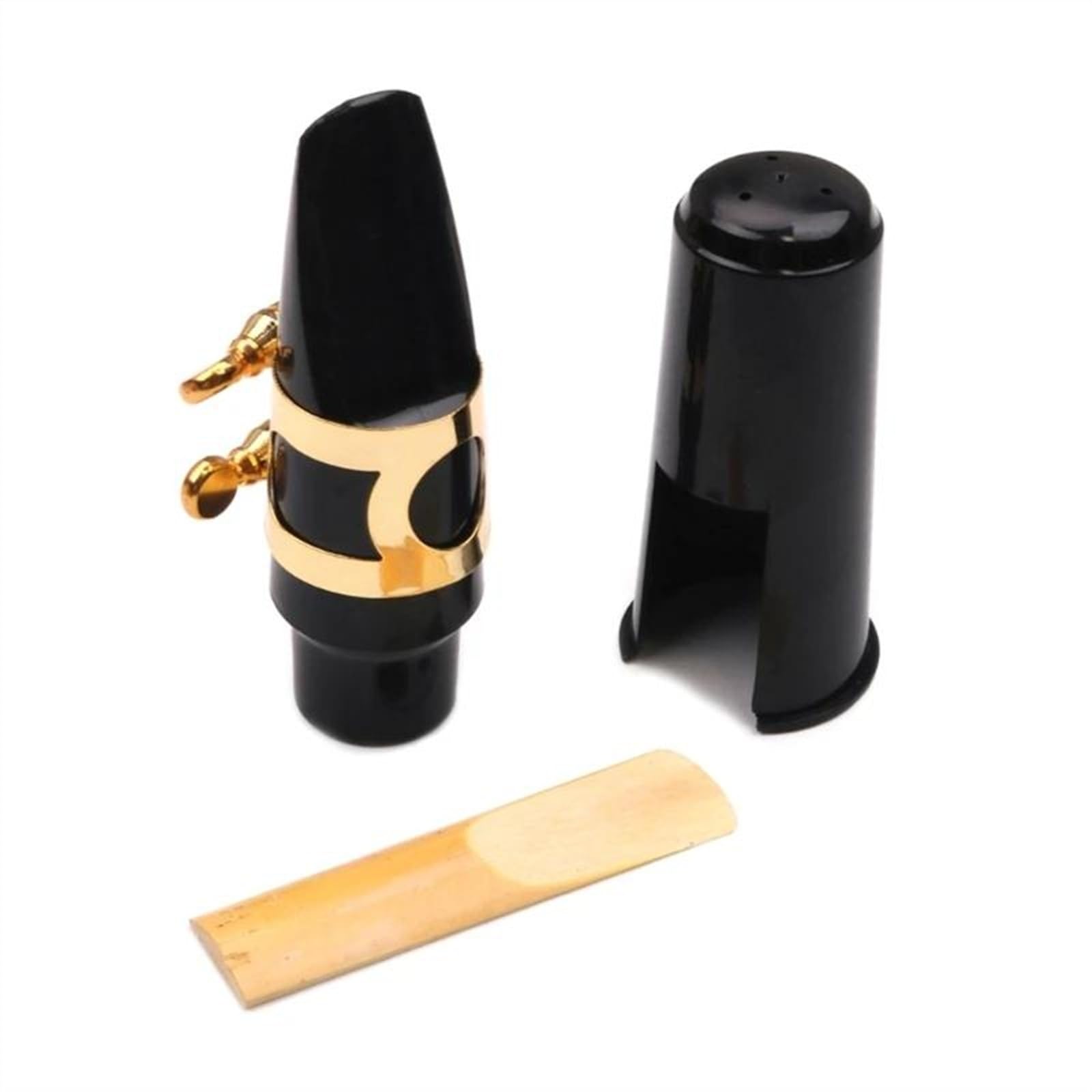 Części do Saksofonu Instrumentów Zestawy Ustników Do Saksofonu Altowego Zawierają Plastikową Nasadkę Ustnika Do Saksofonu I Metalowy Klips Do Ligatury (Color : BK)