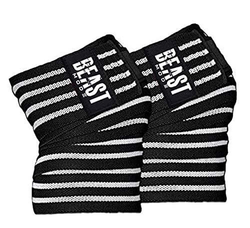 Image of STEIGEN FITNESS Beast Mode Weight Lifting Knee Support For Gym, Knee Wraps for Squats,Knee bands For Men,Knee Straps, Weight Lifting, Cross fit, Gym Workout (WHITE)