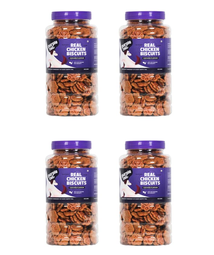 Purple Tail Dog Biscuit Chicken Flavour | Dog Biscuits for Adult Dog | Dog Biscuits for Puppy | Dog Food for All Types of Dogs - Total 1.820 Grams (Buy 455 gram Pack of 2 & Get 2 Free) (B0CQK9M8X5) Amazon Price History, Amazon Price Tracker